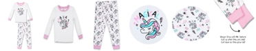 Free 2 Dream Girls Toddler, little and Big Unicorn Print 2 Piece Cotton Pajama Set with Grow with Me Cuffs
